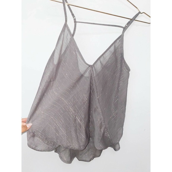 ASTR Silver Gray drape sleeveless Blouse - Picture 3 of 7